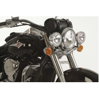 Twinlight auxiliary headlight set (high beam) incl. holder and cable chrome for Kawasaki VN 900 Classic/Vulcan (2006-)