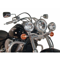 Twinlight auxiliary headlight set (high beam) incl. holder and cable chrome for Kawasaki VN 900 Custom/Vulcan (2007-)