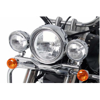 Twinlight auxiliary headlight set (high beam) incl. holder and cable chrome for Suzuki C 800 Intruder/Black Edition (2005-2016)