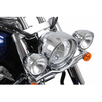 Twinlight auxiliary headlight set (high beam) incl. holder and cable chrome for Suzuki C 1800 R Intruder (2008-)
