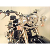 Twinlight auxiliary headlight set (high beam) incl. holder and cable chrome for Yamaha XVS 1300 Midnight Star (2007-2016)