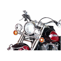 Twinlight auxiliary headlight set (high beam) incl. holder and cable chrome for Yamaha XV 1600 Wild Star (1994-2004)