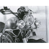 Twinlight auxiliary headlight set (high beam) incl. holder and cable chrome for Moto Guzzi Nevada Classic V 750 ie/Aquilia Nera (2004-2009)