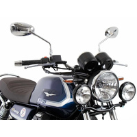 Twinlight auxiliary headlight (high beam) incl. bracket and cable black for Moto Guzzi V7 Special/Stone/Centenario (850 cc) (2021-2024)