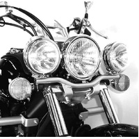 Twinlight auxiliary headlight set (high beam) incl. holder and cable chrome for Honda VT 750 Shadow Spirit (2007-2013)