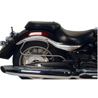Chrome tubular leather bag holder for Yamaha XV 1900 Midnight Star (2006-2016)