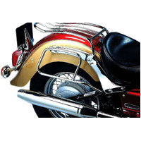 Chrome tubular leather bag holder for Yamaha XVS 650 Drag Star Classic (1998-2007)
