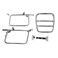 Complete carrier set (side case carrier and tubular luggage rack top case carrier) chrome for Honda CM 185/CM 200 T (1978-1984)