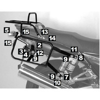 Complete carrier set (side case carrier and tubular luggage rack top case carrier) black for Yamaha XJR 1300 (2004-2006)