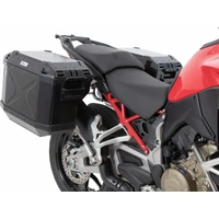 Side carrier cutout stainless steel incl. Xplorer sideboxes black for Ducati Multistrada V4/S/S Sport/Pikes Peak (2021-2024)/Rally(2023-2024)