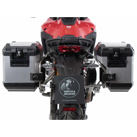 Case carrier set cutout stainless steel incl. Xplorer cutout silver Case set for Ducati Multistrada V4/S/S Sport/Pikes Peak (2021-2024)/Rally(2023-202